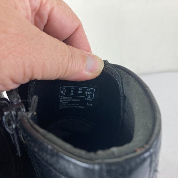 Clarks Womens Ankle Bootie Sz 8 Leather Side Zip Block Heel Black Leather - Picture 6 of 7